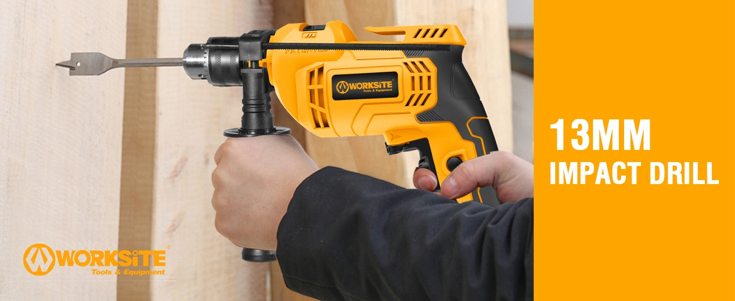 WORKSITE Electric Impact Drill Kit 102PCS 13mm 710W Variable Speed 3000RPM Portable Corded Impact Drills Set with Case No.EID447-KIT