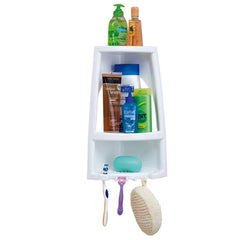 RIMAX BATH & SHOWER CORNER SHELF 9.8X6.9X16IN Available in Beige or  White, Great choice for Compact Spaces, Office, Gym, Home And Guest Rooms-  10007038