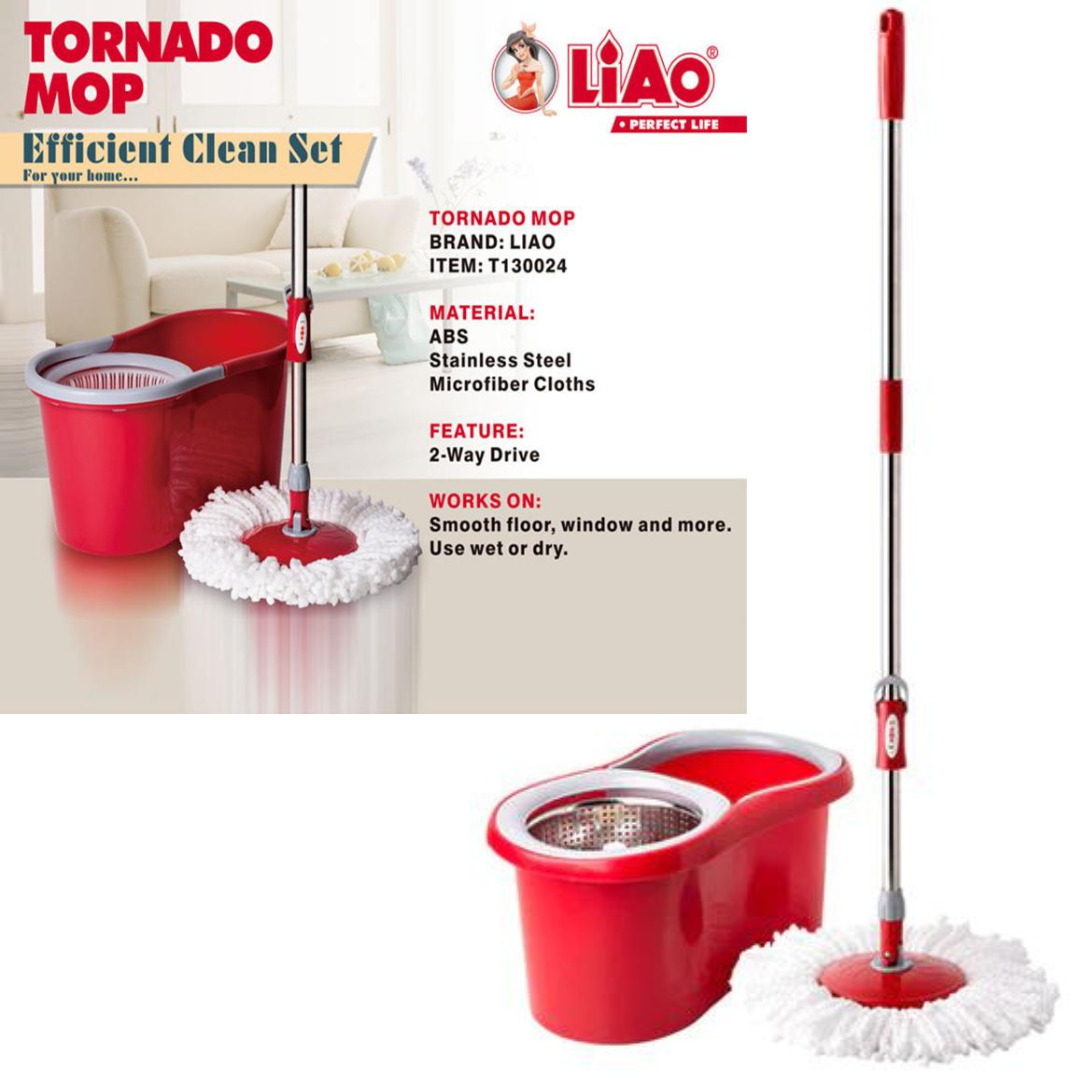 LIAO TORNADO SPIN MOP & BUCKET W/WHEELS & PULL ROD