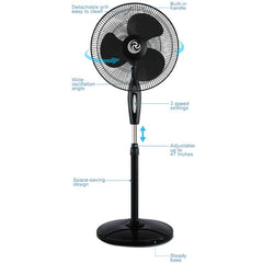 WHIRLWIND 16" HIGH PERFORMANCE PEDESTAL FAN PLASTIC 3 FIN-20017659