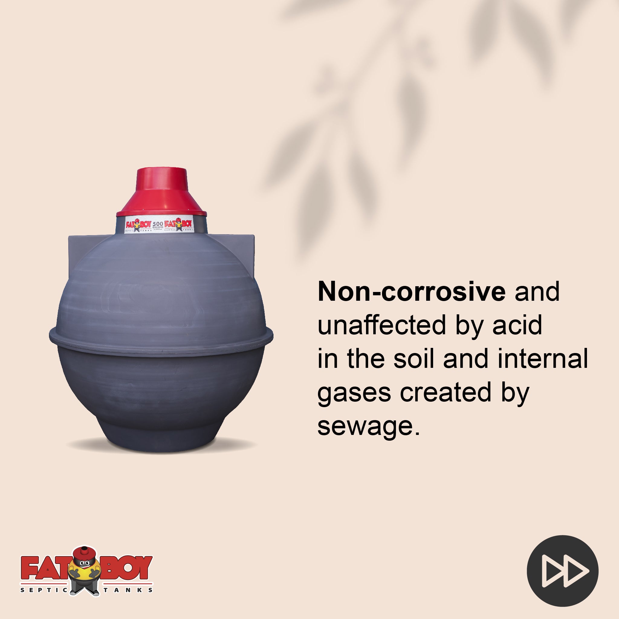 FATBOY Septic Tanks are designed for quick and easy installation, often completed in just a few hours. No matter the weather, FATBOY Septic Tanks enable you to get the job done fast and efficiently- Fatboy 300gal