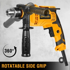 WORKSITE Electric Impact Drill Kit 102PCS 13mm 710W Variable Speed 3000RPM Portable Corded Impact Drills Set with Case No.EID447-KIT