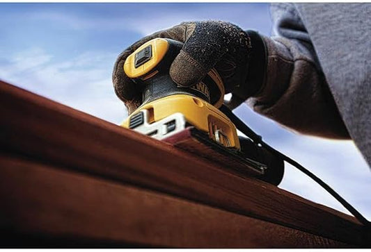 Dewalt 1/4 Sheet Palm Grip Sander- 230w 14000/Min with Dust Bag And Paper Punch, Rubber Grip handle And Vibration Reducing Design, For the Best Results- DWE6411