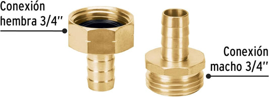 Truper 12704 / CFM-1/2B - 1/2" (13 mm) Brass Male/Female Hose Connectors