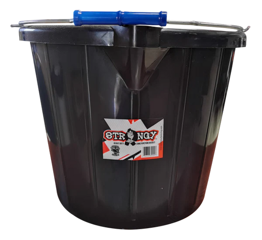 Strongy Durable, Heavy Duty, Black Construction Bucket: Perfect for use in carrying cement or tools on the construction site, Chosen by contractors, construction companies and tradesmen, to get the job Done.-SCB