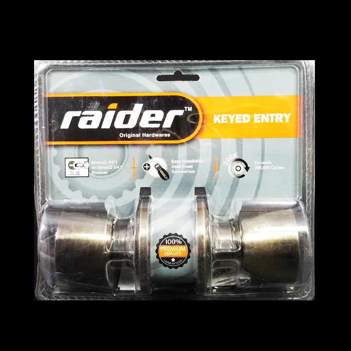 RAIDER Cylindrical Entrance Lock Door Knob 3201 for Office or Front Door