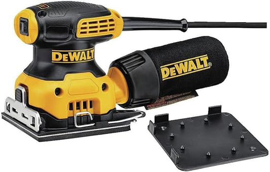 Dewalt 1/4 Sheet Palm Grip Sander- 230w 14000/Min with Dust Bag And Paper Punch, Rubber Grip handle And Vibration Reducing Design, For the Best Results- DWE6411