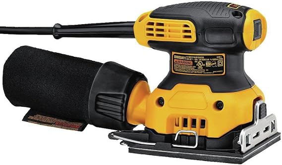 Dewalt 1/4 Sheet Palm Grip Sander- 230w 14000/Min with Dust Bag And Paper Punch, Rubber Grip handle And Vibration Reducing Design, For the Best Results- DWE6411