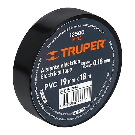 Truper PVC Electrical Tape 3/4-Inch by 60 ft (19mm x  18m)- Available in Various Colours, Black, White, Yellow, Grey, Red, Blue and Green