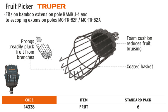 Truper Fruit Picker, a useful tool which makes it possible for picking fruits  (14338)