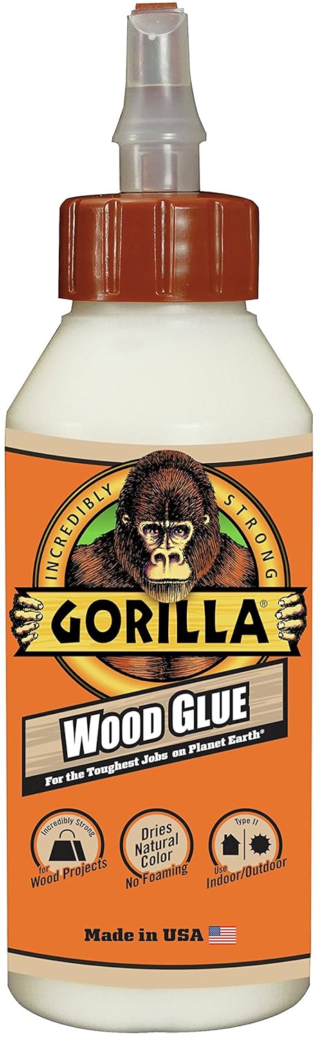 Gorilla Wood Glue 4oz, 8oz and 18oz.  Stronger, Faster Wood Glue With Shorter Clamp Time. Ideal For Building, Carpentry Or Hobby Projects Using Any Type Of Wood 6202003