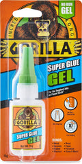GORILLA Super Glue Gel 15g, Clear – 1-Pack, Dries in 10-45 seconds, No Clamping Required. Ideal for Plastic, Wood, Metal, Stone, Ceramic, PVC Sheet, Brick, Rubber, Leather, Paper and More – 760010