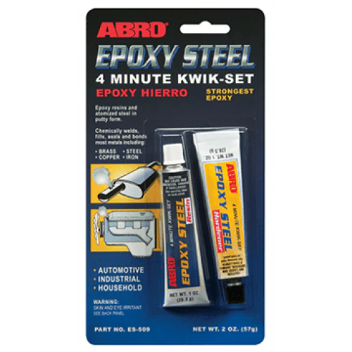 ABRO Epoxy Steel 4 Minute Kwik-Set Automotive Grade ES-509  (MACO0134)