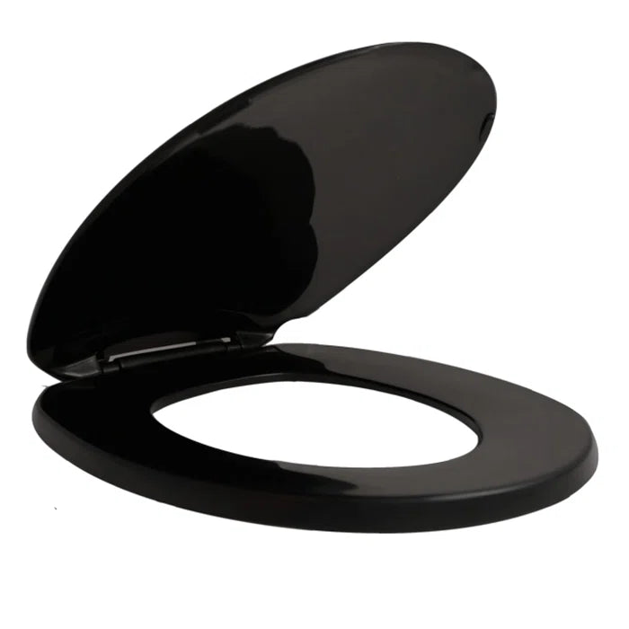 Winsford Black Plastic Toilet Seat- Round, High Gloss Finish, Resists Scratches, Durable  Premium British Design- WTSPR002