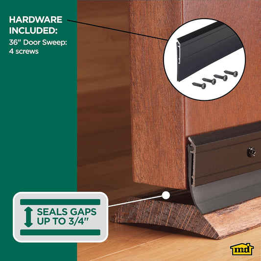Door Sweep All-Season Door Sweep, Heavy Duty Aluminum and Vinyl, Ideal for Residential and Commercial Use, Easy Installation, Ensure Comfort and Save Energy 36'' Long available in White and Brown