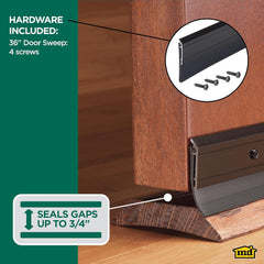 Door Sweep All-Season Door Sweep, Heavy Duty Aluminum and Vinyl, Ideal for Residential and Commercial Use, Easy Installation, Ensure Comfort and Save Energy 36'' Long available in White and Brown