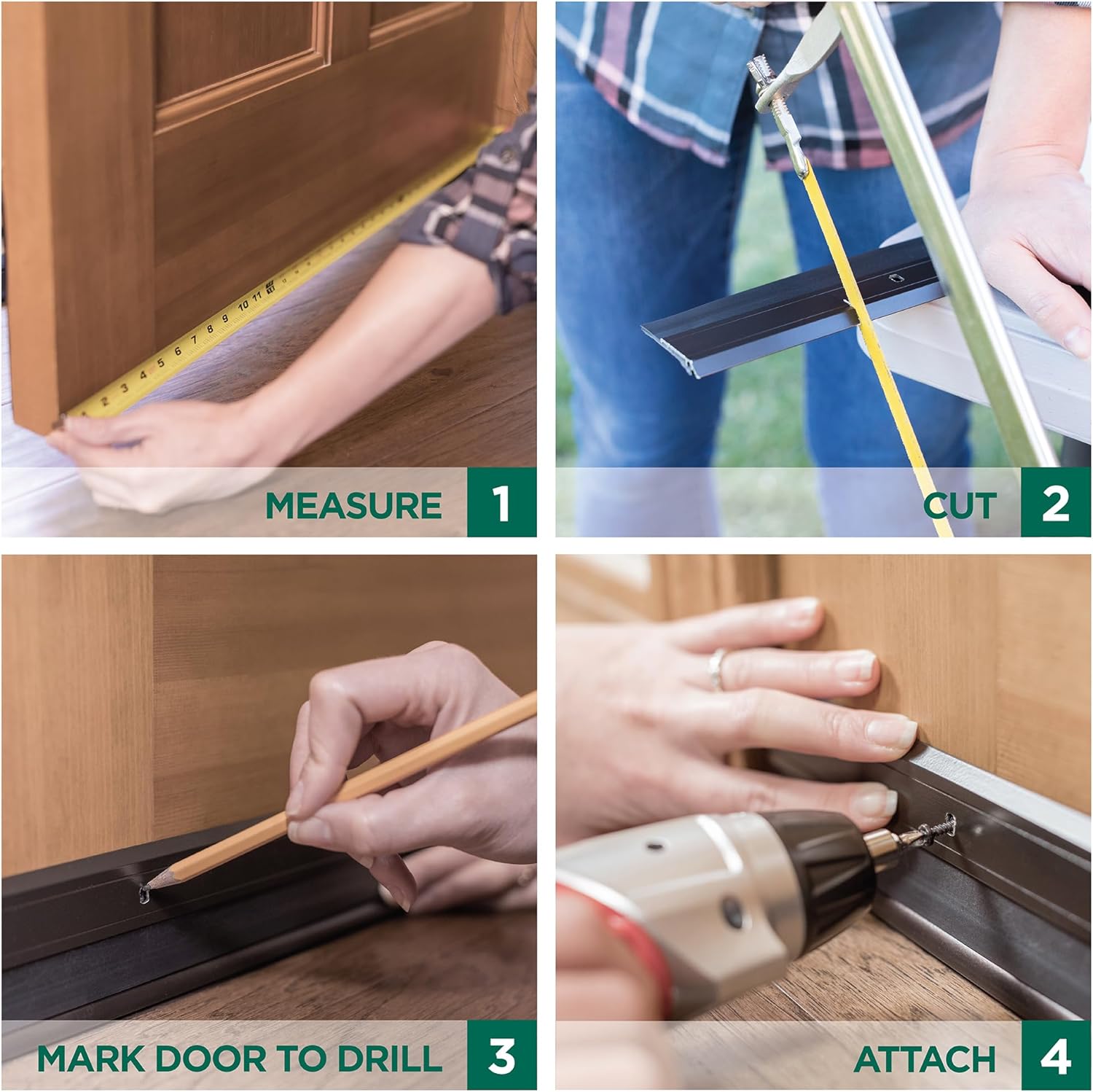 Door Sweep All-Season Door Sweep, Heavy Duty Aluminum and Vinyl, Ideal for Residential and Commercial Use, Easy Installation, Ensure Comfort and Save Energy 36'' Long available in White and Brown