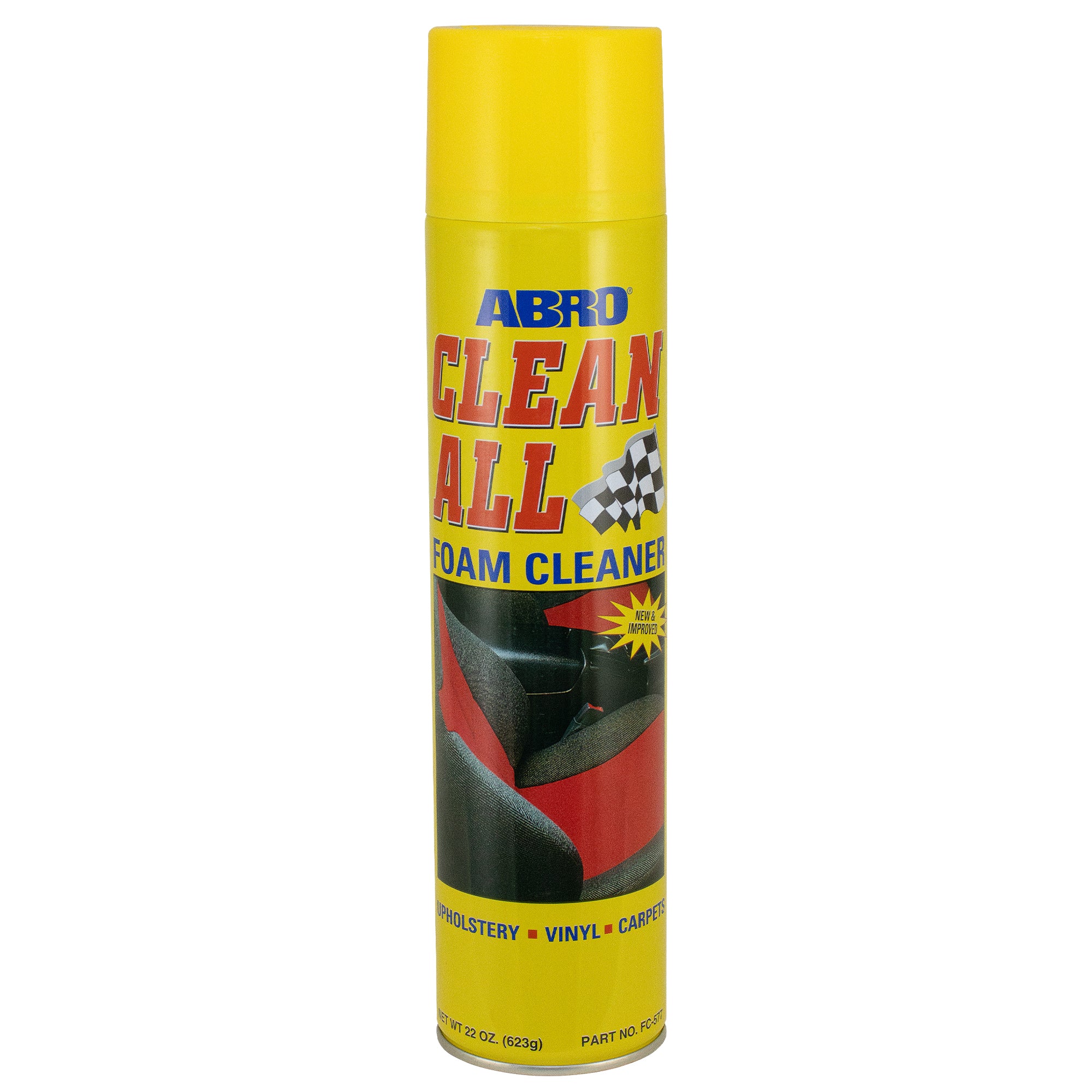 Abro Clean All 650ml Foam Cleaner, Deep Cleaning, Foaming Action Lifts Out Dirt and Removes Stains from Upholstery, Vinyl, and Carpeting, Fresh Lime Scent, Includes Brush Cap - FC-650 (MABRO012)