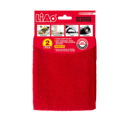 Liao 2PC Microfiber Cloth Set 30X40CM Asst Commercial Grade, Highly Absorbent, Lint-Free, Streak-Free, Kitchens, Bathrooms, Offices -G130018