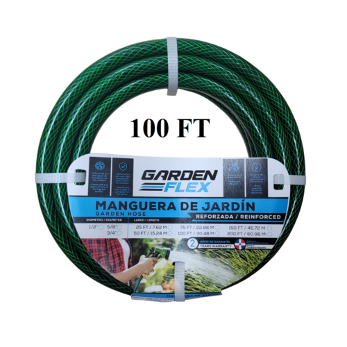 GARDEN FLEX  Heavy Duty Garden Hose, 4 ply Reinforced Hose 5/8 inch Diameter, Great for Home, Garage, Office Building Maintenance, Car Washes and So Much More Applications- Available In 25ft, 50ft, 75ft and 100ft Lengths.