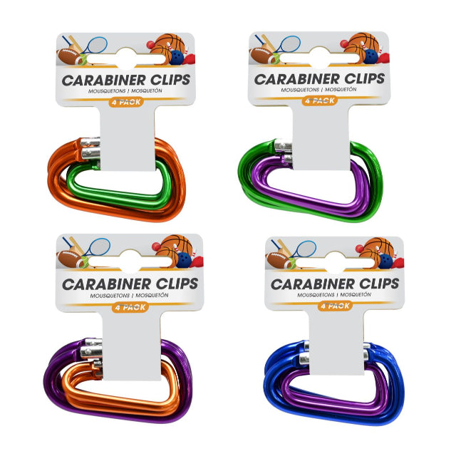 CARABINER CLIP 2 SIZES 4 PACK- Excellent Key organisation clips, Great for Homes, Office, Business, Stores Etc. LC0010