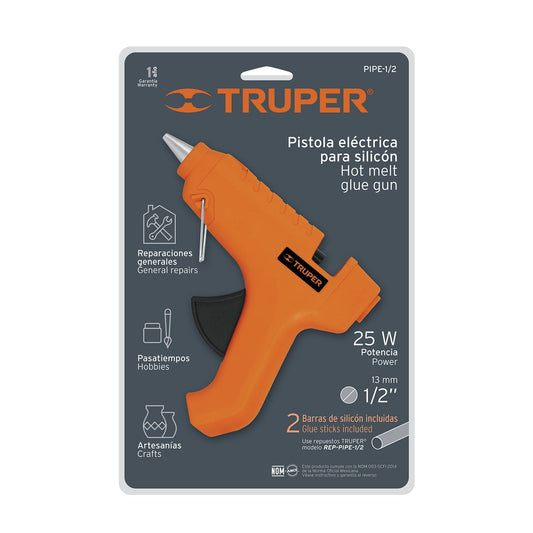 TRUPER 25W 1/2" (13mm) Hot Melt Glue Gun - A perfect addition to your craft supplies and has an extended tip for accurate detailed work - 17536