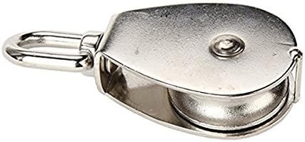 Single Pulley Block Stainless Steel Heavy Duty Hardware Single Wheel Swivel Rigging Lifting Wheel Fixed Pulley for Wire Rope Loading 6824