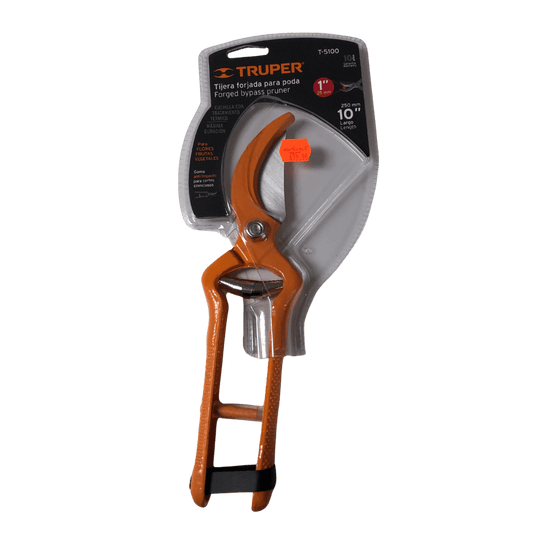 TRUPER FORGED 1" BYPASS PRUNER 10" LENGTH- T-5100  Truper Classic Style Serrated Blade Edge, Bypass Blade Type For Ambidextrous  Hand Orientation - T-5100- 18545