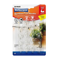 Multipurpose Suction Cup Hooks, Easy to Apply and Remove, Re Useable for Smooth Surfaces- Clear  And Strong- Available in Two Sizes 12pk-3.5cm  and 18pk- 2.5cm.