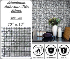 Aluminum 12" X 12 Adhesive Tiles For Walls And Floor with Unique And Attractive Designs, Self Adhesive Wall Tiles for Kitchen Backsplash Bathroom Living Room Decoration