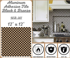 Aluminum 12" X 12 Adhesive Tiles For Walls And Floor with Unique And Attractive Designs, Self Adhesive Wall Tiles for Kitchen Backsplash Bathroom Living Room Decoration