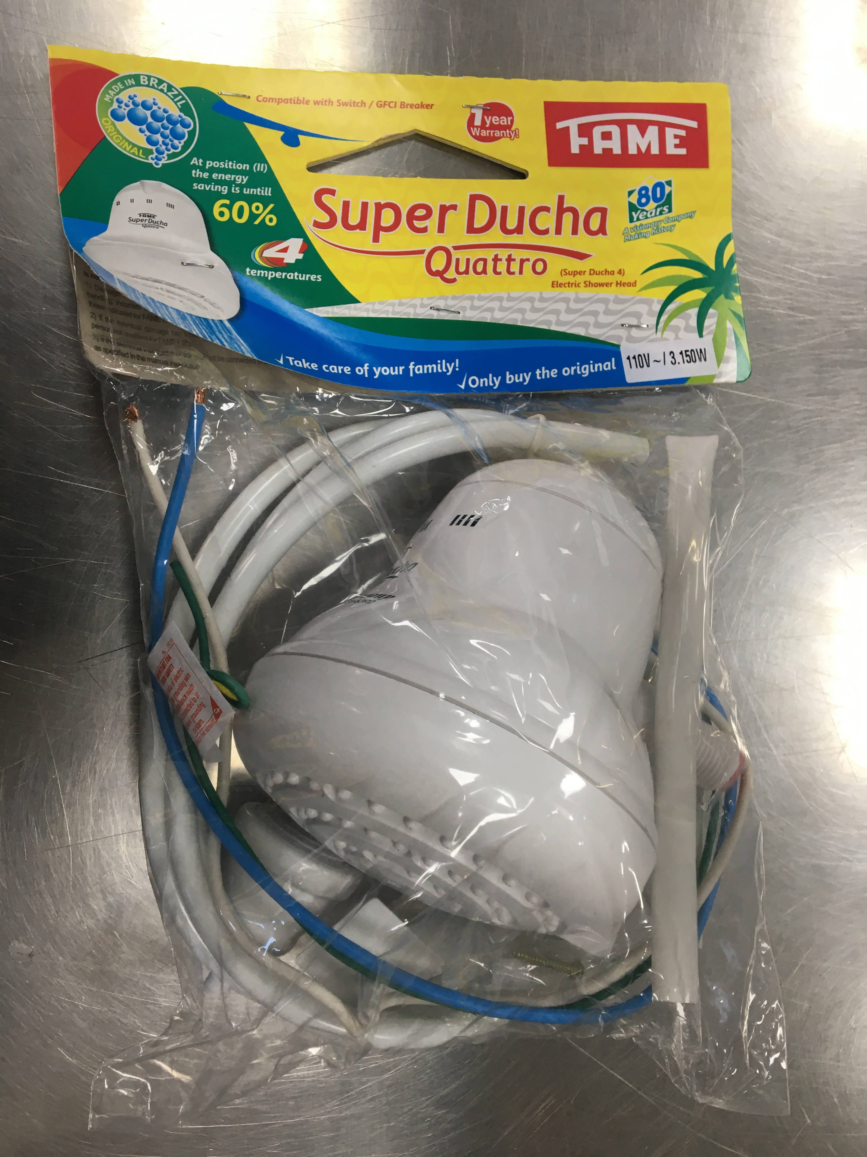 Fame Super Ducha Quattro 4T Instant Shower Head Water Heater is an Economical for who don't Fancy Bathing in Cold Water but don’t want to Break the Bank. So why not go for something Economical & Affordable that can Heat water Instantly - PAC041195