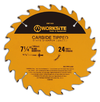 Worksite TCT Carbide Tipped Circular Saw Blade 7 1/4 inch (185mm) 40 Teeth 5/8 Inch Arbor. General Purpose for Wood, Laminate, Veneered Plywood & Hardwoods for Contractors and DIY- 4 Laser cut expansion slots vents trap noise and vibration-XSB714