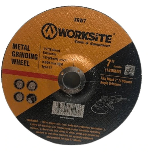 Worksite 7 Inch (180 Millimeter) Diamond Grinding Wheel. Suitable For Most Electric Grinders Air Cut Off Tool And Electric Cut Off Tool -Our Cutting Wheels Are Ideal For Cutting Iron, Plastic, Steel, Stainless Steel And Fiberglass- XGW7