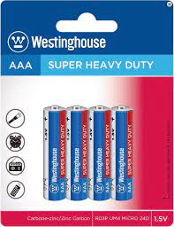 Westinghouse Super Heavy Duty Batteries AAA 4PK, Great for use in Remotes, Clocks, Radios, Flashlights and so much More- R03PBP4