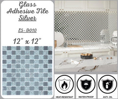 Glass 12" X 12 Adhesive Tiles For Walls And Floor with Unique And Attractive Designs, Self Adhesive Wall Tiles for Kitchen Backsplash Bathroom Living Room Decoration