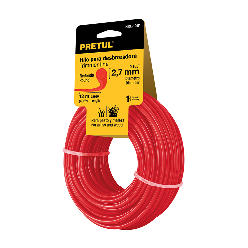 Pretul Trimmer line Red.Round Trimmer Line 2.7mm x 12m  Red Landscaping Line for Use in Public Areas, Clearing of Residential and Commercial Properties-20025